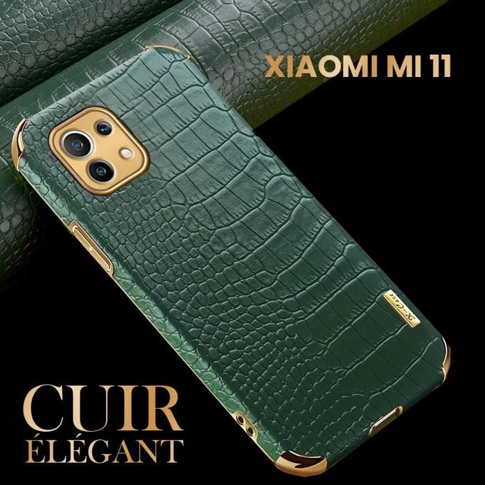 Pochette Xiaomi Mi 11 Etui Simili Cuir Motif Crocodile Coque Antichoc Pochette Protection Caméra Vert