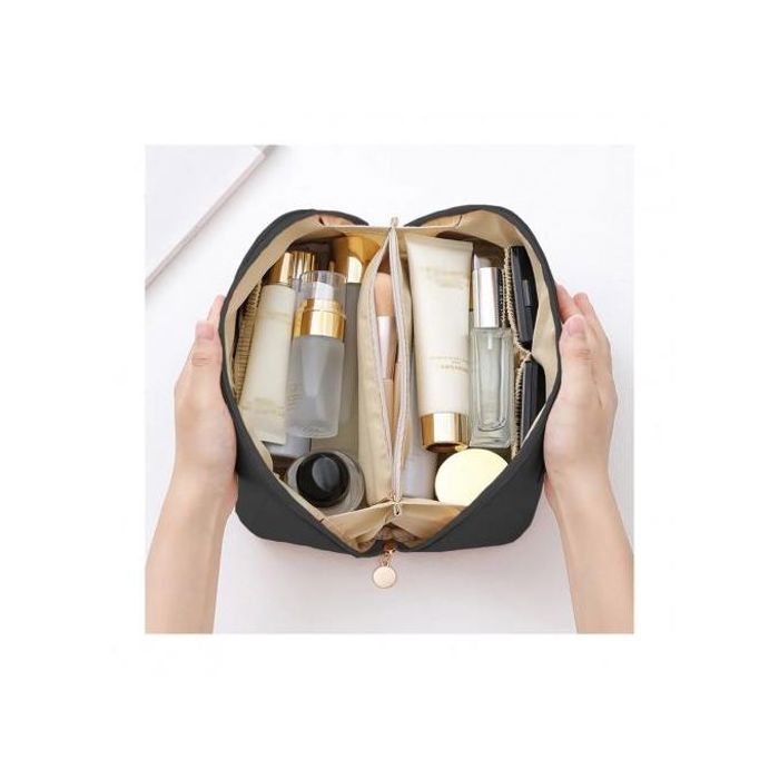 Trousse de Maquillage Grande Capacité en Cuir - Noir - 2023