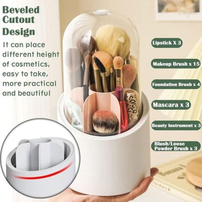 Organisateur de maquillage rangement rotatif à 360 degrés pour pinceaux cosmétiques