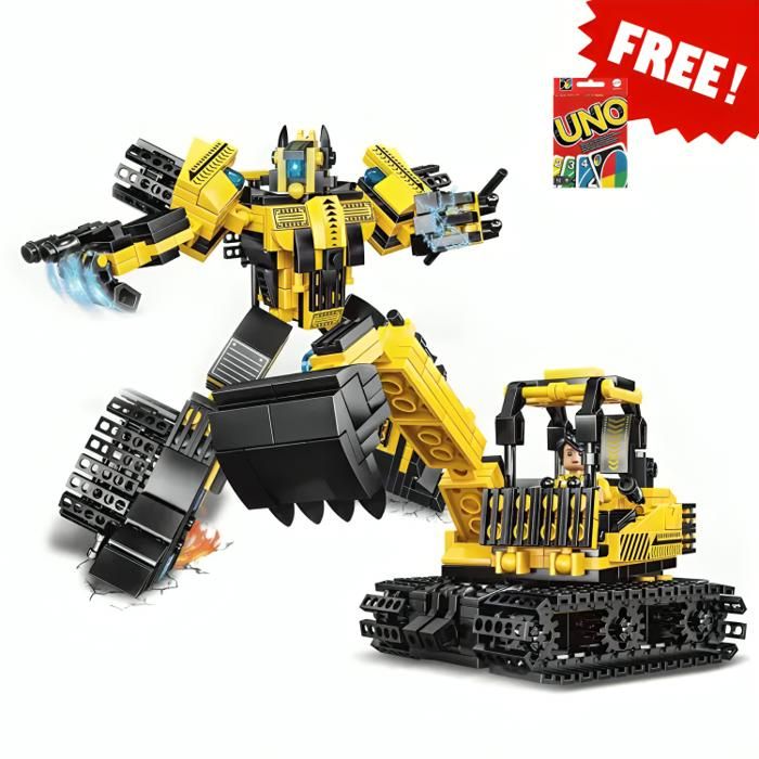 Blocs de construction - Engineering Mech - Déformation - 936 pièces - Jeu de carte Uno gratuit - 4 ans et plus