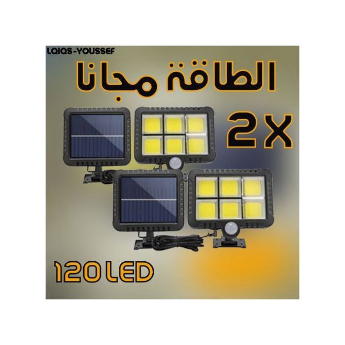 Lumière solaire extérieure étanche capteur mouvement 120 led cob 2x