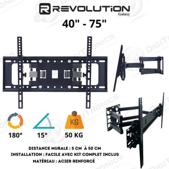 Revolution Support mural TV LED Fix Galaxy N° 502 - 40 à 75 pouces, 50kg, VESA