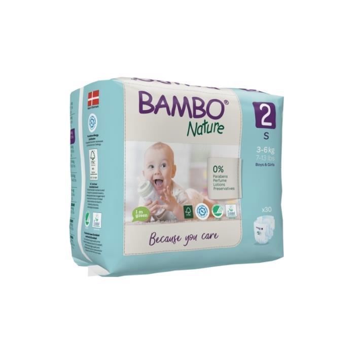 Couche ultra-mince et absorbante Taille 2 3-6kg - BAMBO NATURE - 30 unités
