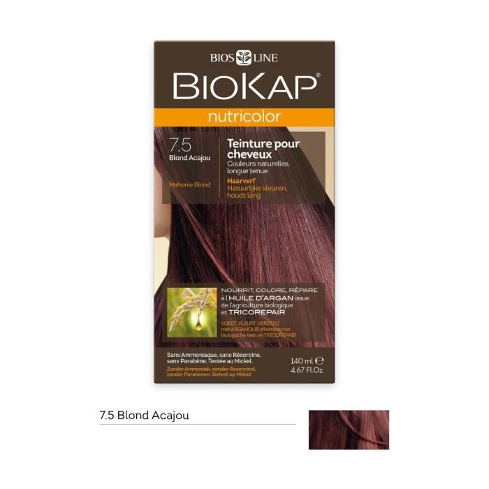 Teinture pour Cheveux - Biokap - 7.5 Blond Acajou - Sans ammoniaque - 140ml - Longue tenue