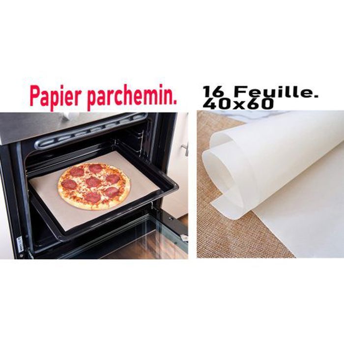 16 Feuille, Papier parchemin Non Blanchi Anti adhésif pour Cuisine Papier de Cuisson de Cuisine pour la Cuisson, Blanc, 40x60