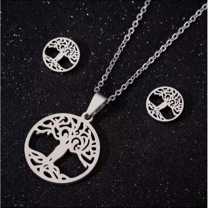 Ensemble Bijoux - Arbre de Vie - Femme - Acier Inoxydable - Collier et Boucles d'Oreilles - Style Bohème