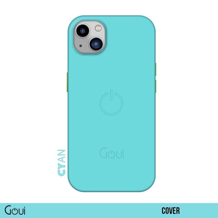 Coque iPhone 15 Plus - Goui - Bleu cyan - Magnétique - Protection robuste - Recharge sans fil