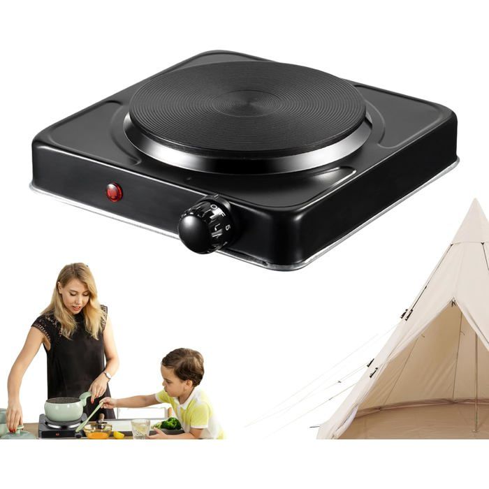 Petite cuisinière à induction électrique 1000W avec 5 niveaux de puissance et protection contre la surchauffe
