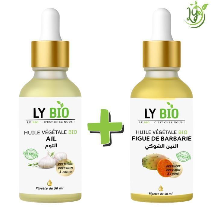 Pack Huile - LYBIO Ail 50ml - Pipette - Huile Figue de Barbarie 50ml - Pipette - Mixte