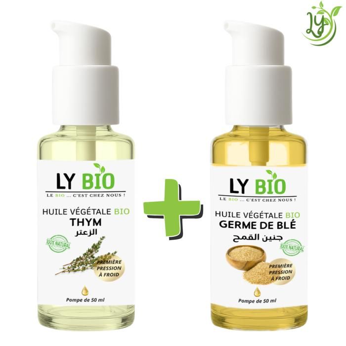 LYBIO PACK HUILE THYM 50ML - POMPE + HUILE GERME DE BLE 50ML - POMPE