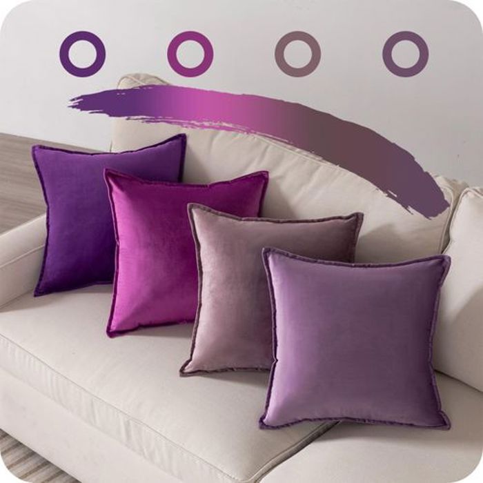 Housses de Coussin violet, 45x45cm, Lot de 4 en Velours de Luxe Doux -pour Canapé, Chambre, Voiture, et Décoration d'Intérieur.