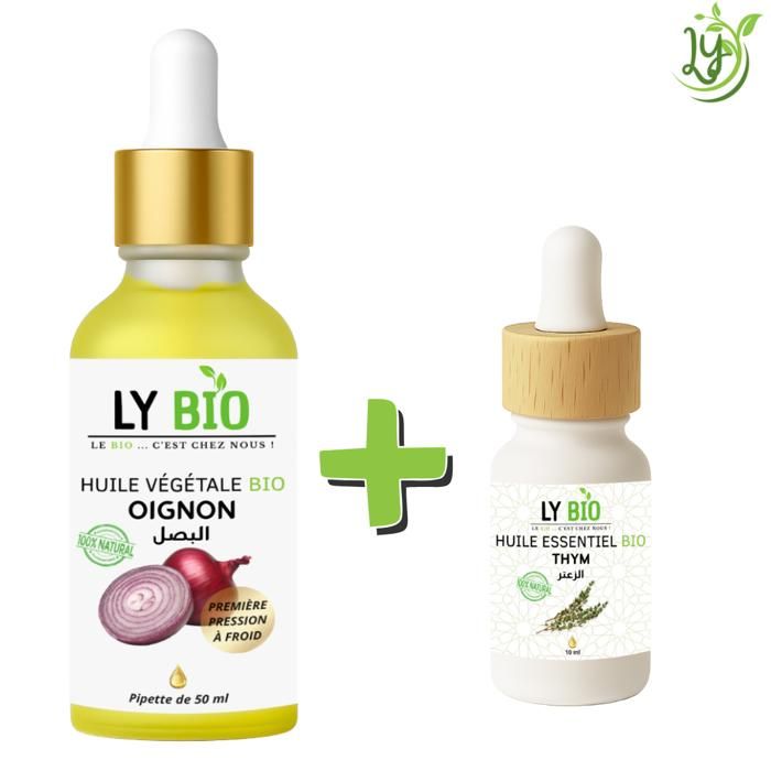 LYBIO PACK HUILE OIGNON 50ML - PIPETTE + HUILE ESSENTIEL THYM 10ML