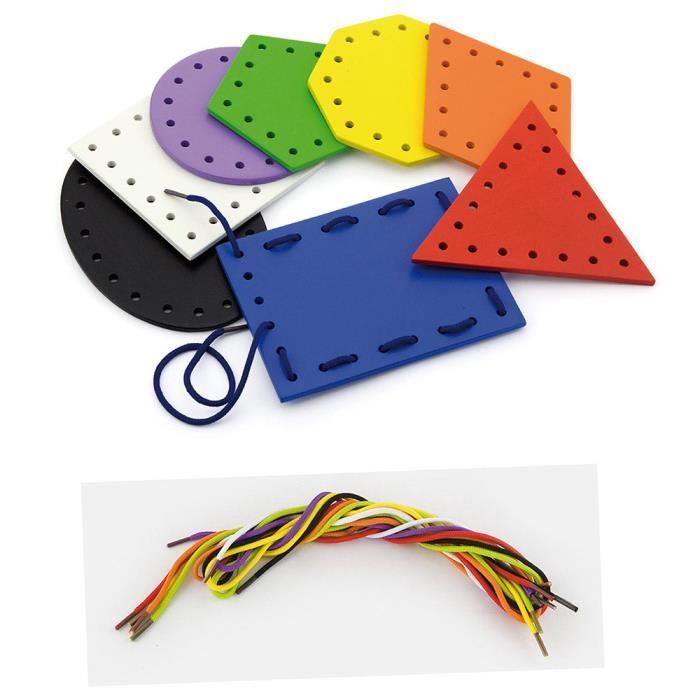 Jeux Educatifs - Viga - Formes en dentelle et à tracer - 8 tables en bois - 8 lacets - Dès 3 ans