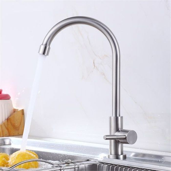 Robinet de cuisine - Inox - SUS304 - Haute qualité - Antibactérien - Résistant aux rayures