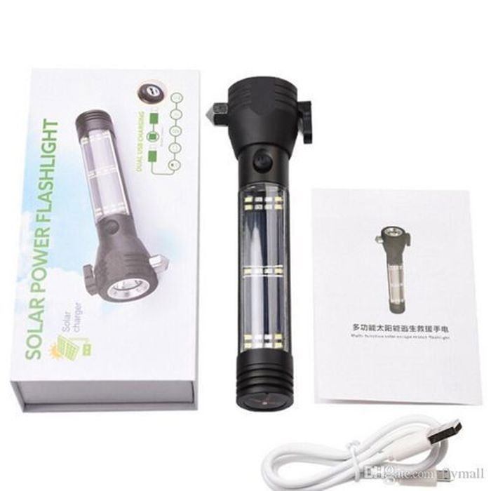 Lampe Multifonction - LED - 10 en 1 - Rechargeable Solaire - Aluminium - 2000mAh
