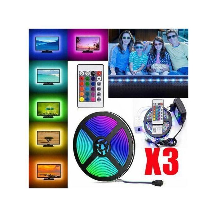 Pack 3 Bandes LED 5M - avec Télécommande
