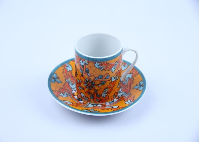 Ensemble 6 tasses + sous-tasses café "Trinacria" R-64918