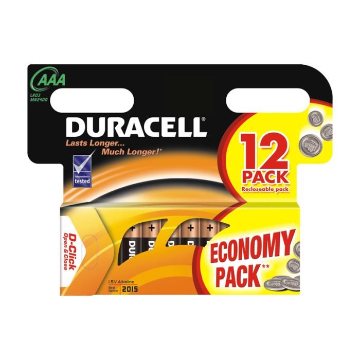 Pack de 12 piles Duracell Plus MN2400/LR3 Micro AA