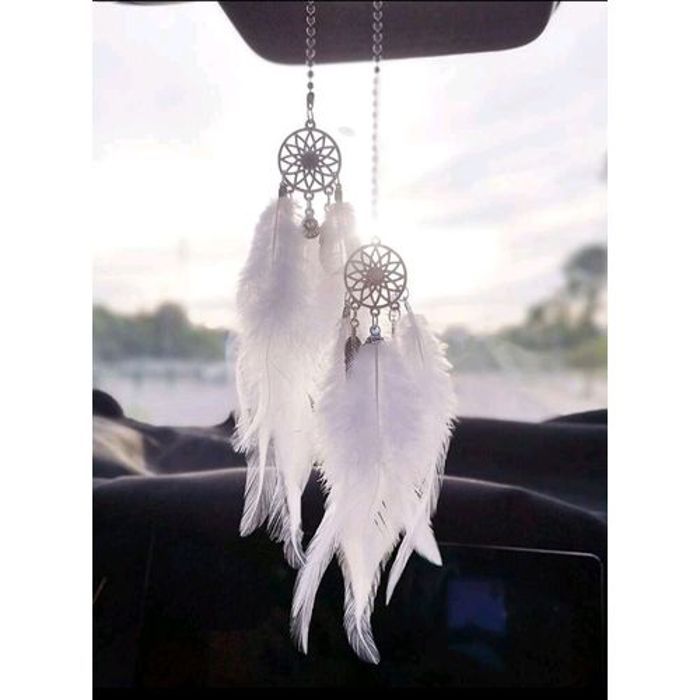 Attrapé-rêves Plume Fait Main Motif Loup -Dream Catcher Mur