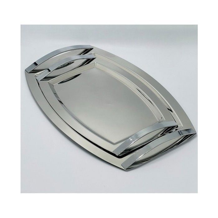 Ensemble de 2 plateaux oval chrome en inox 304 1mm