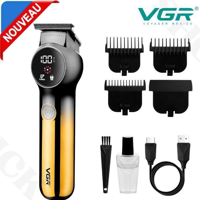 Tondeuse à barbe homme électrique rechargeable a lames en céramique VGR V989
