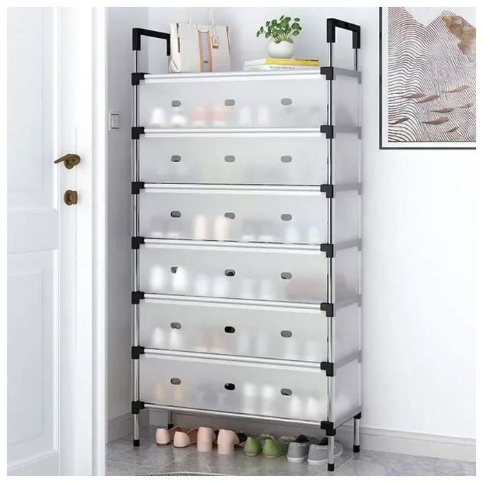 Meuble 7 couches pour chaussures, étagère de rangement, diaphragme anti-poussière porte de dortoir