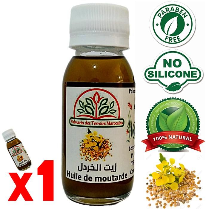 Huile végétale de moutarde (soins capillaires, antichute, pellicules) 60ml