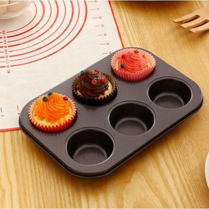 Moule à Cupcakes 6 tasses, Métal Anti-adhésif Moule à à pâtisserie.