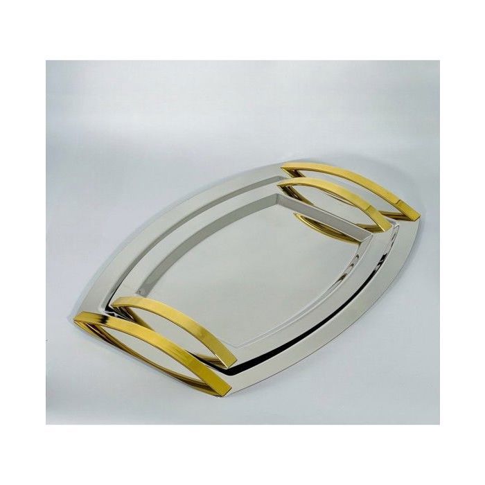 Ensemble de 2 plateaux oval dore en inox 304 1mm