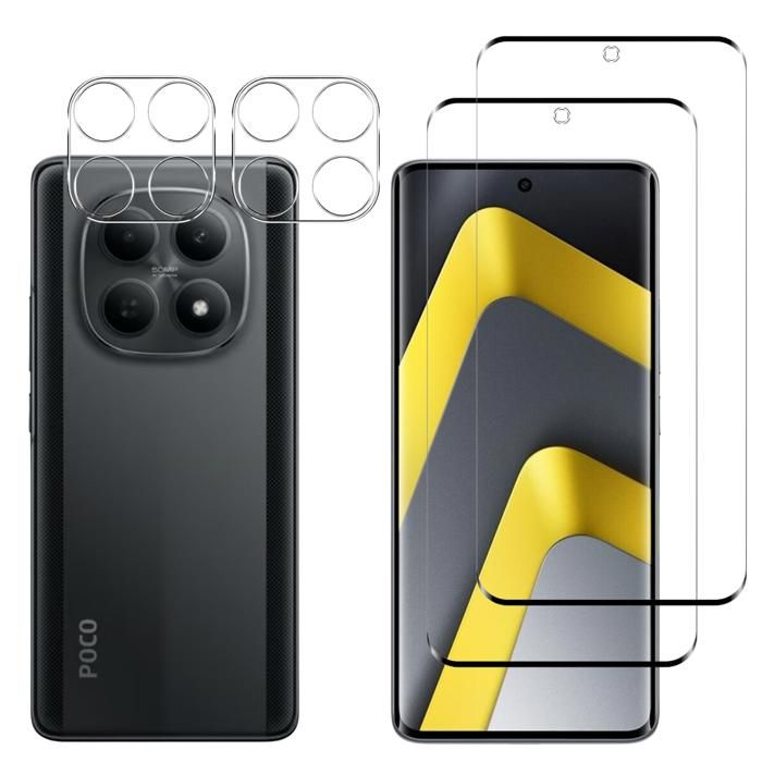 Härdat glas för Xiaomi Poco M8 5G och kameraskydd [Pack 2] skyddsglas Phonillico®