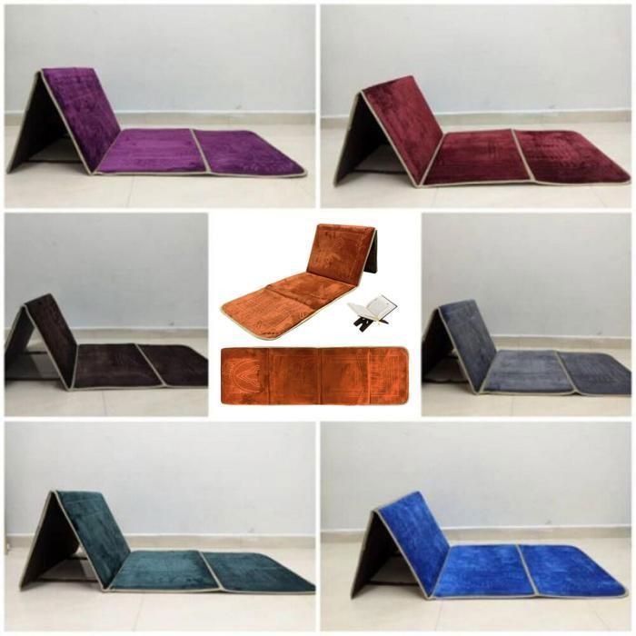 Tapis de sol pliable et Portable, Tapis de prière Support de dossier ergonomique(Couleur aléatoire)