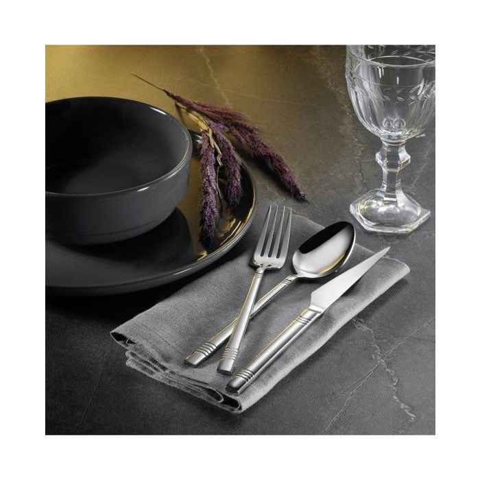 Set de 30pcs couverts de table argenté rayures  ASYA-CHROME