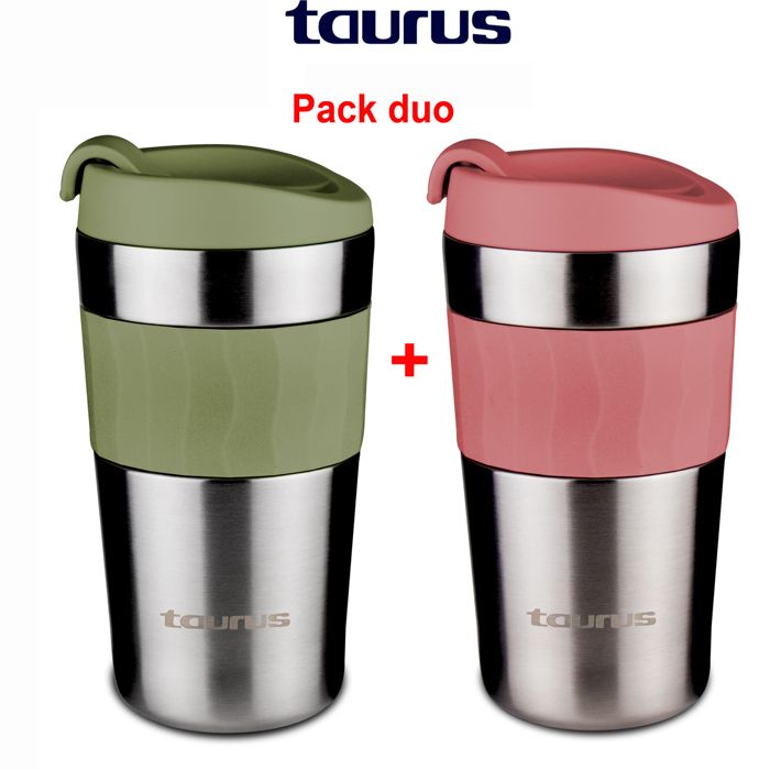 Mug Isotherme - TAURUS - 0.35L - Silicone - Inox - 360° Ouverture