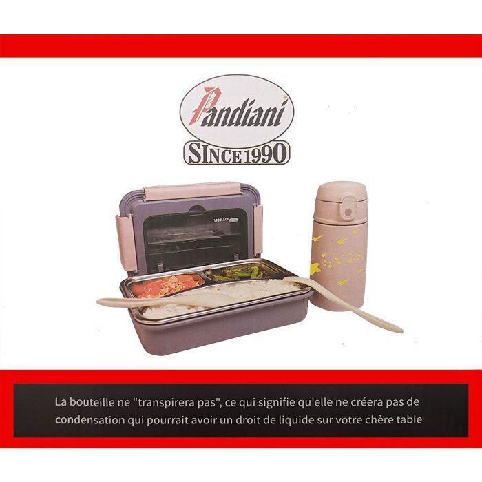 Lunch Box avec Bouteille - Pandiani - Acier inoxydable - Anti-fuites - Isolée sous vide