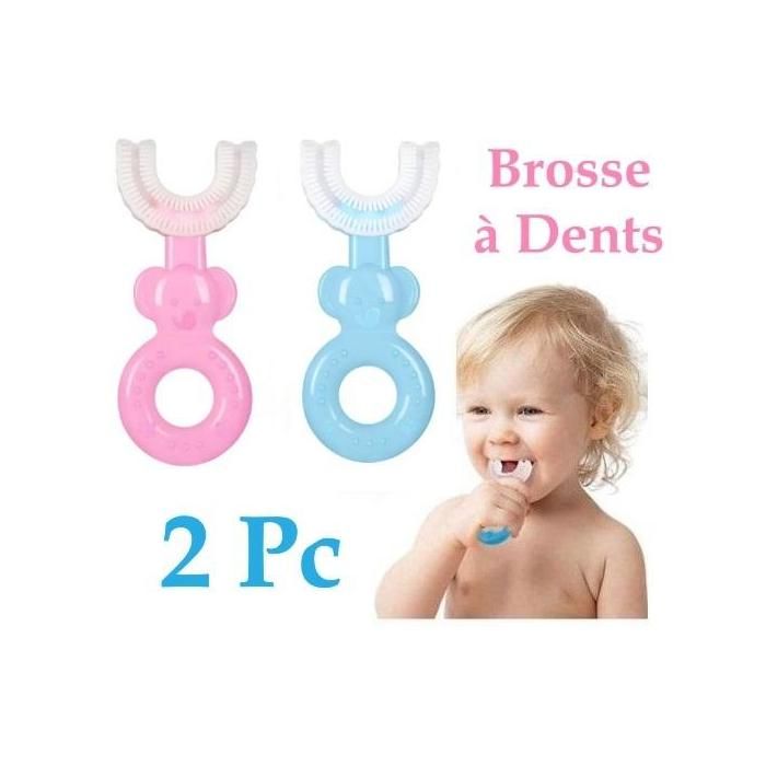 2 Pc Brosse à dents en silicone pour enfants en forme U - * Couleur : Aléatoire