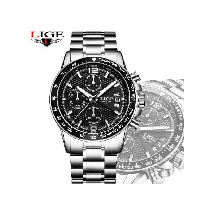 Montre - LIGE - LG0002A - Acier inoxydable - Résistante à l'eau - Chronographe