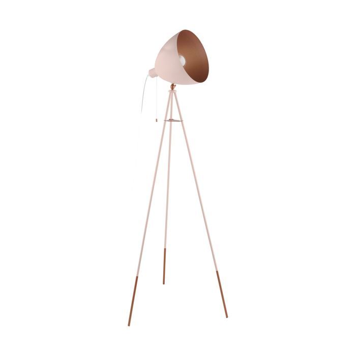 Lampadaire - CHESTER-P - E27 - Acier pastel abricot - Cuivre - Design moderne