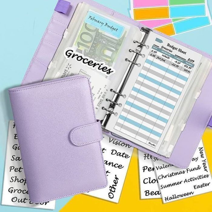 Carnet de notes A6 à feuilles mobiles,planificateur de Budget, enveloppe d'épargne d'argent,6 trous