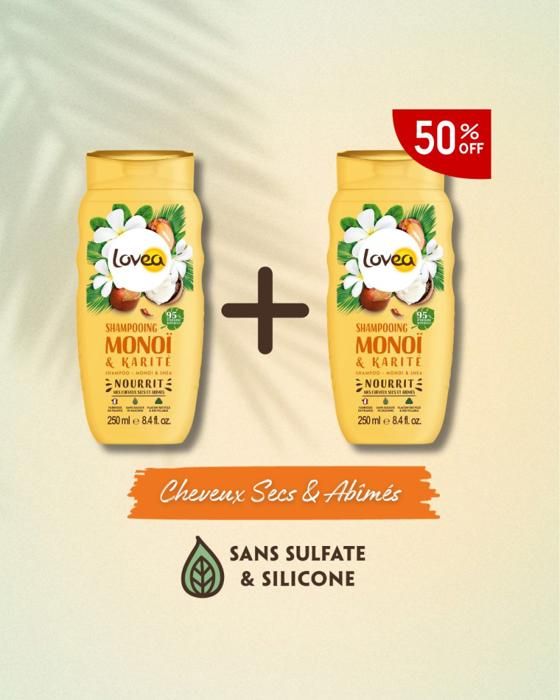 Monoï-Lot 2 Shampoings Monoï & Karité LOVEA