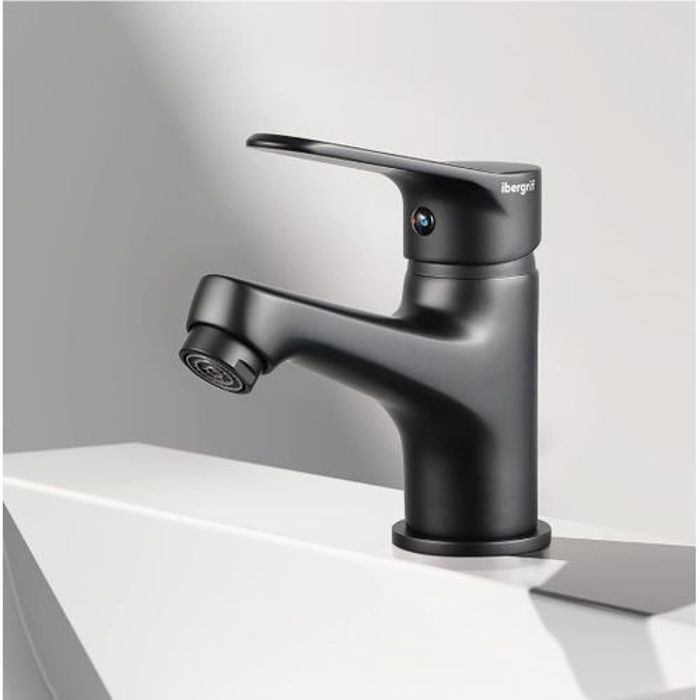 Robinet Mitigeur - Ibergrif - Noir Mat - Haute Qualité - Design Élégant - Économie d'Eau