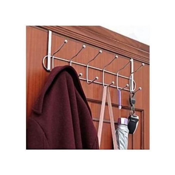 Patère de Porte 12 Crochets - Acier Inoxydable, Robuste, Argent