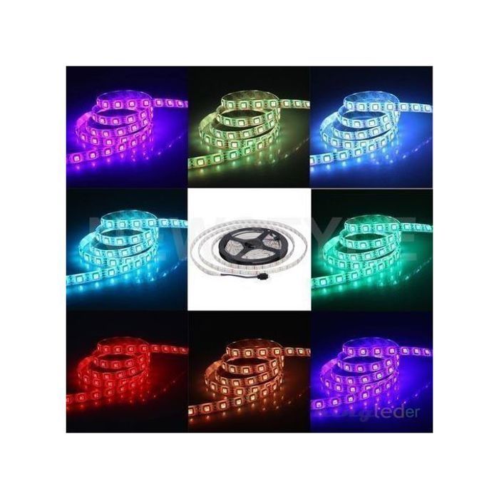 Bande LED RGB 5 mètres - 12V, 3A, Télécommande, Flexible