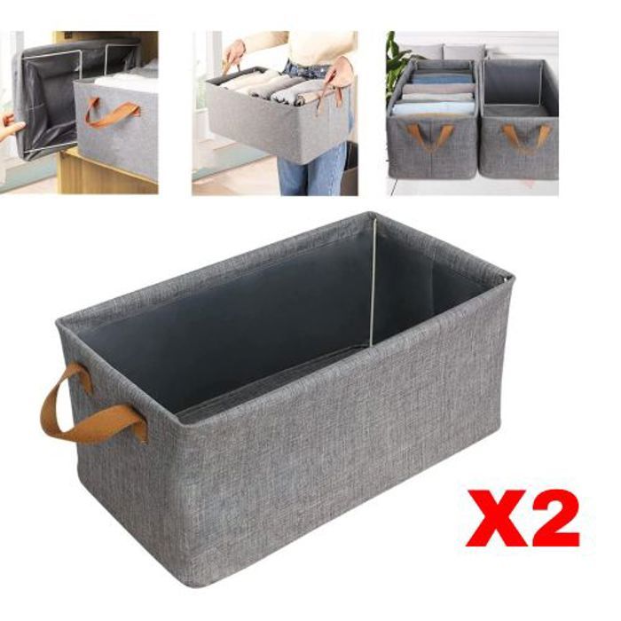 Organisateur de Rangement - Non spécifié - Lot de 2 - Pliable - Toile douce - Renforcé en carton