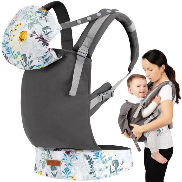 MoMi COLLET Porte-bébé Ergonomique Physiologique - Avant/Arrière - Jusqu'à 15 kg - Floral