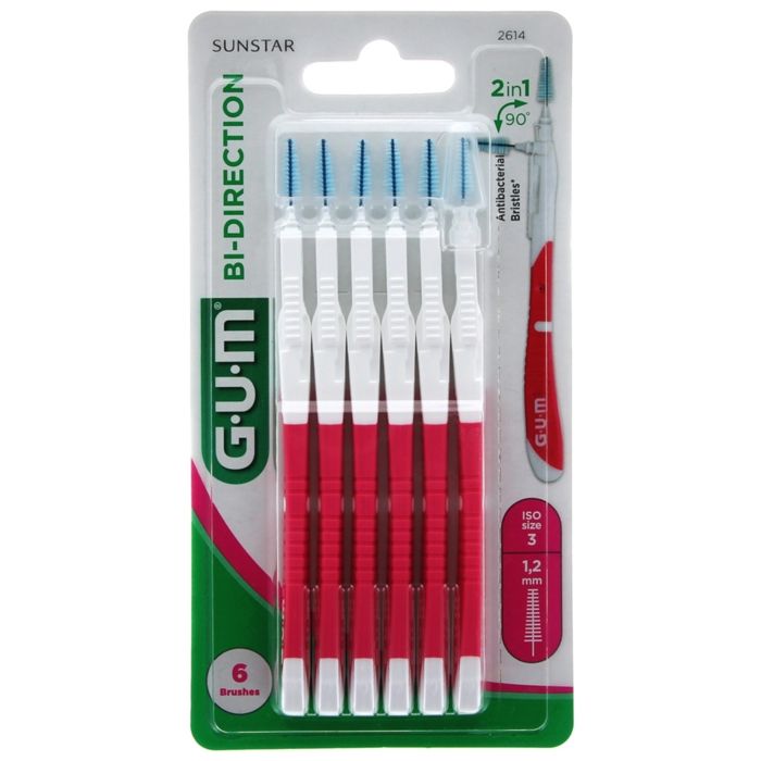 Brossette Interdentaire - Gum - Bi-Direction - 1,2mm - 6 unités - Rose