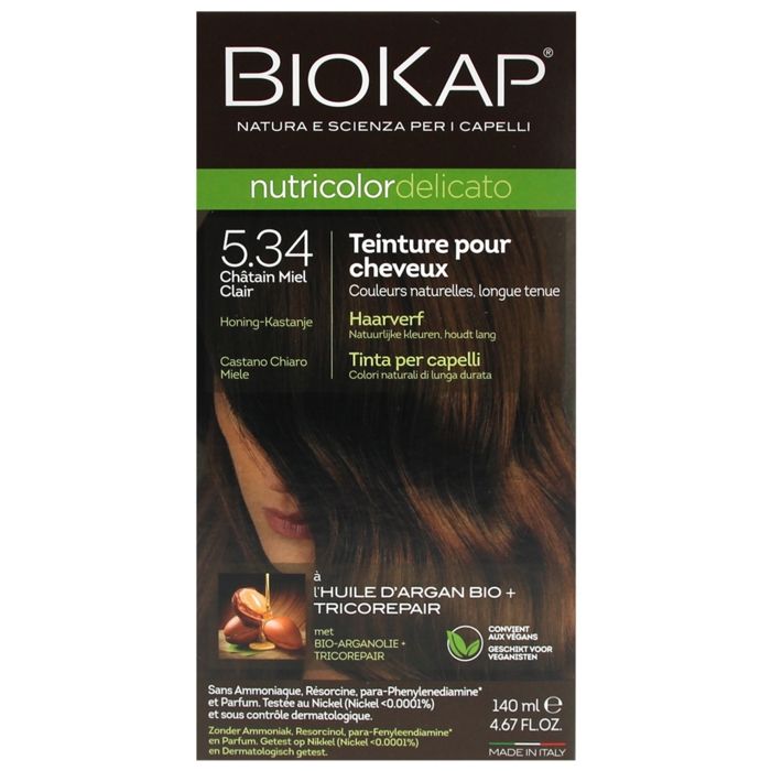 Coloration Permanente - Biokap - Nutricolor Delicato - Châtain Miel Clair - 140ml - Sans ammoniaque