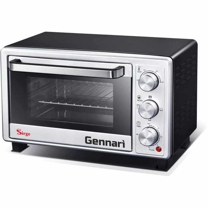 Sirge Miniugn 16L, 1400W, liten ugn, pizzaugn, 100-230°C, timer 0-60 minuter, miniugn med bakplåt, SVART
