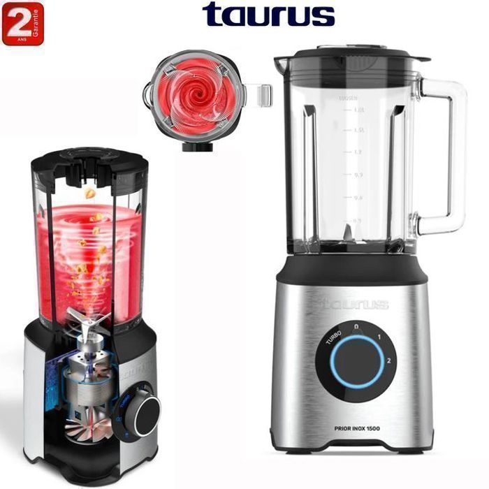 Blender - Prior - Inox 1500 W - 2 vitesses - 2L - Lames Force Xtreme 6 tranchants