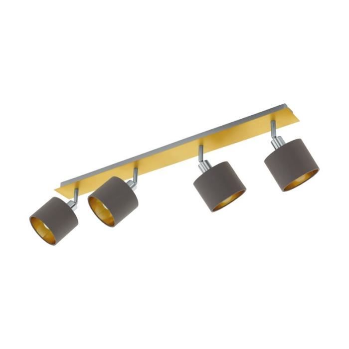 Spot - VALBIANO - 4 ampoules - Laiton brossé - Acier - Tissu