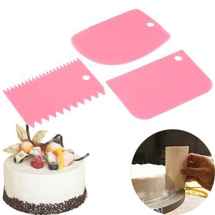 3 grattoir pâte gâteau pâtisserie spatules bord dentelé coupe gâteau cuisson